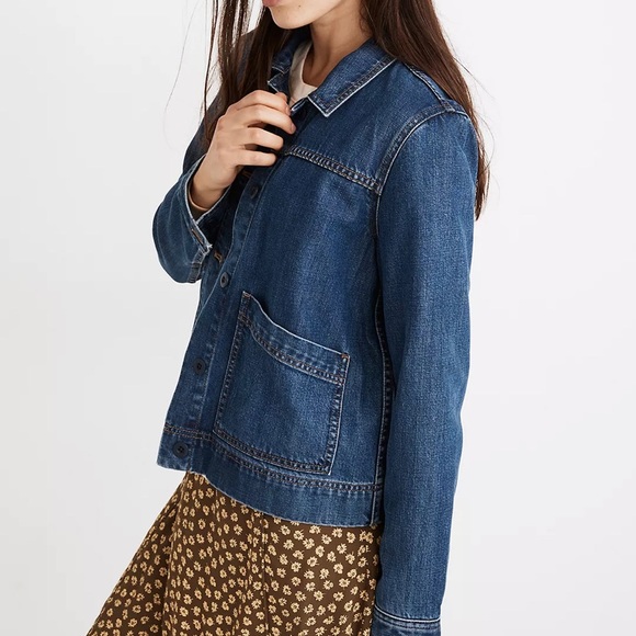 Madewell Goodloe Chore Jacket in Whitson Wash Denim, XS